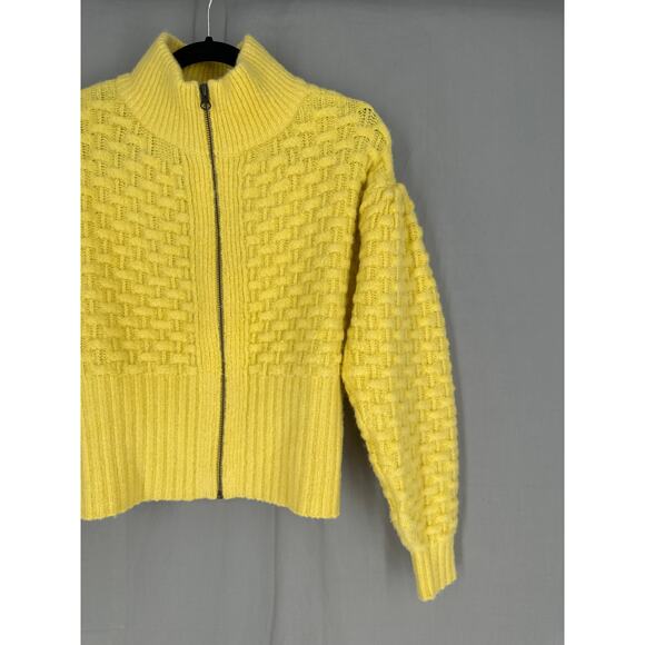 Maeve Anthropologie Sweater Womens Small Yellow Cardigan Buttercup Textured Zip - Picture 4 of 7